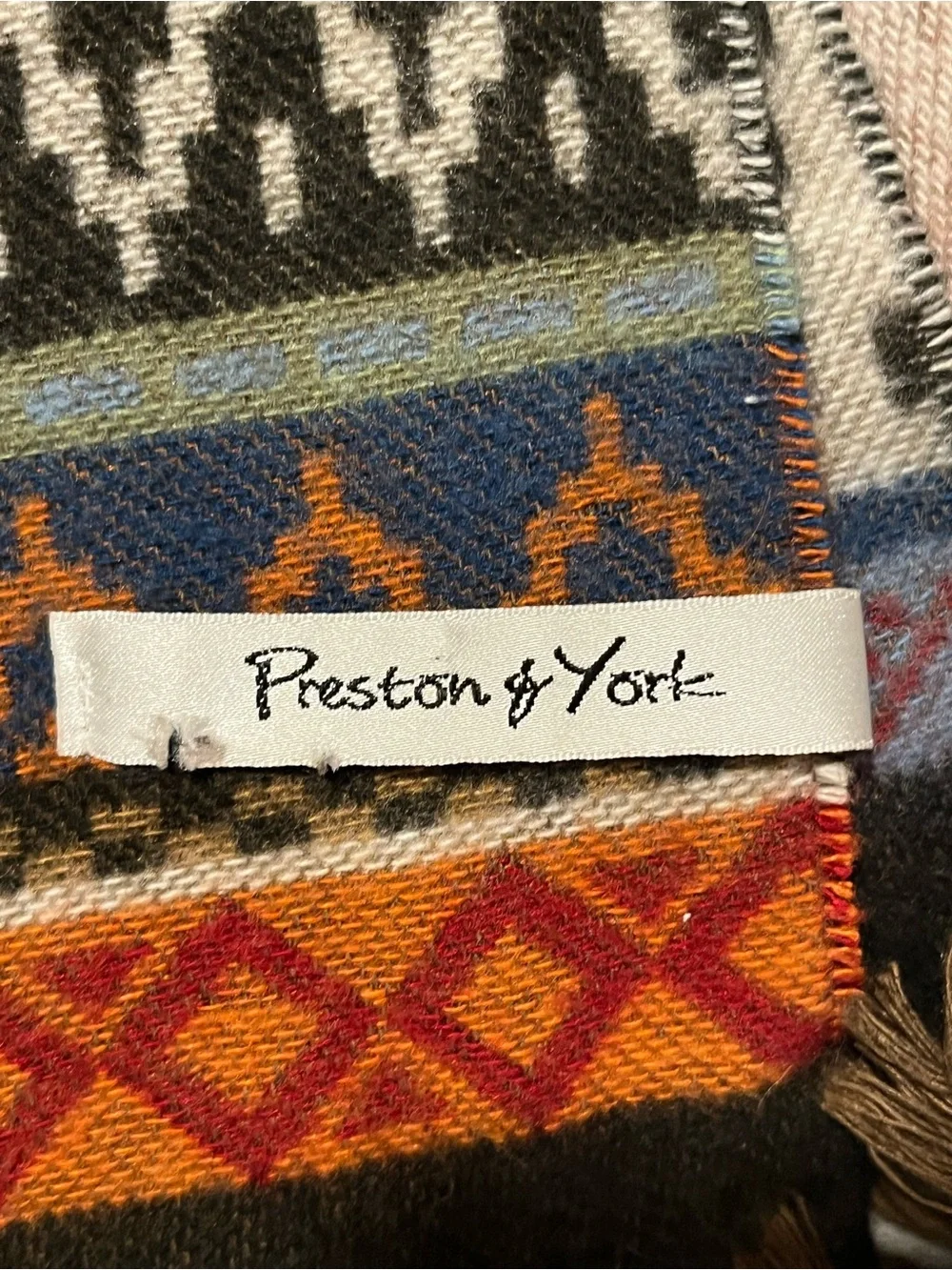Preston & York Southwestern Geometric Fringe Scarf Acrylic Made in Germany